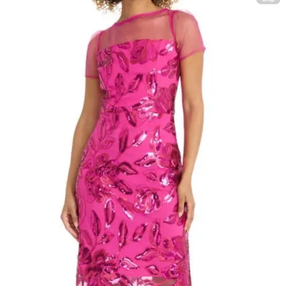 Maggy London Sequin Mesh Yoke Sheath Dress, size 2 - Picture 3 of 14